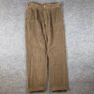 VTG Bills Khakis Pants Mens 34x32 Brown Corduroy Pleated Cuffed M1 Made in USA